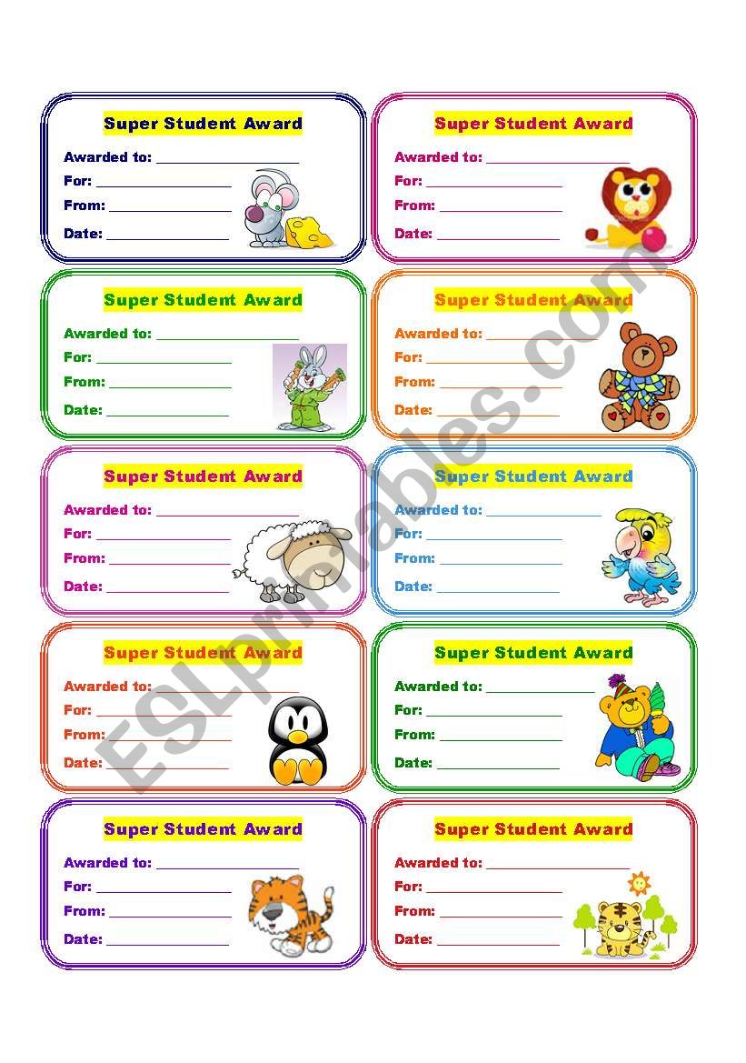 AWARDS 4 worksheet