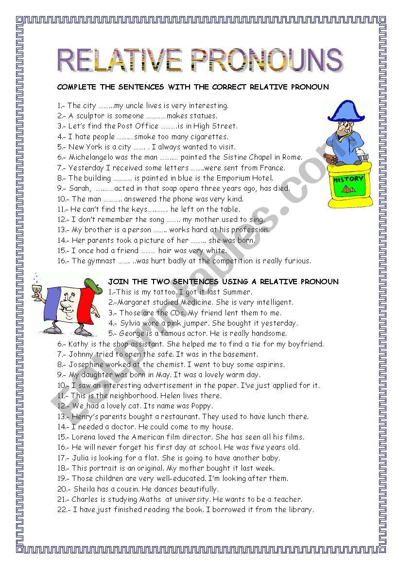 RELATIVE PRONOUNS worksheet