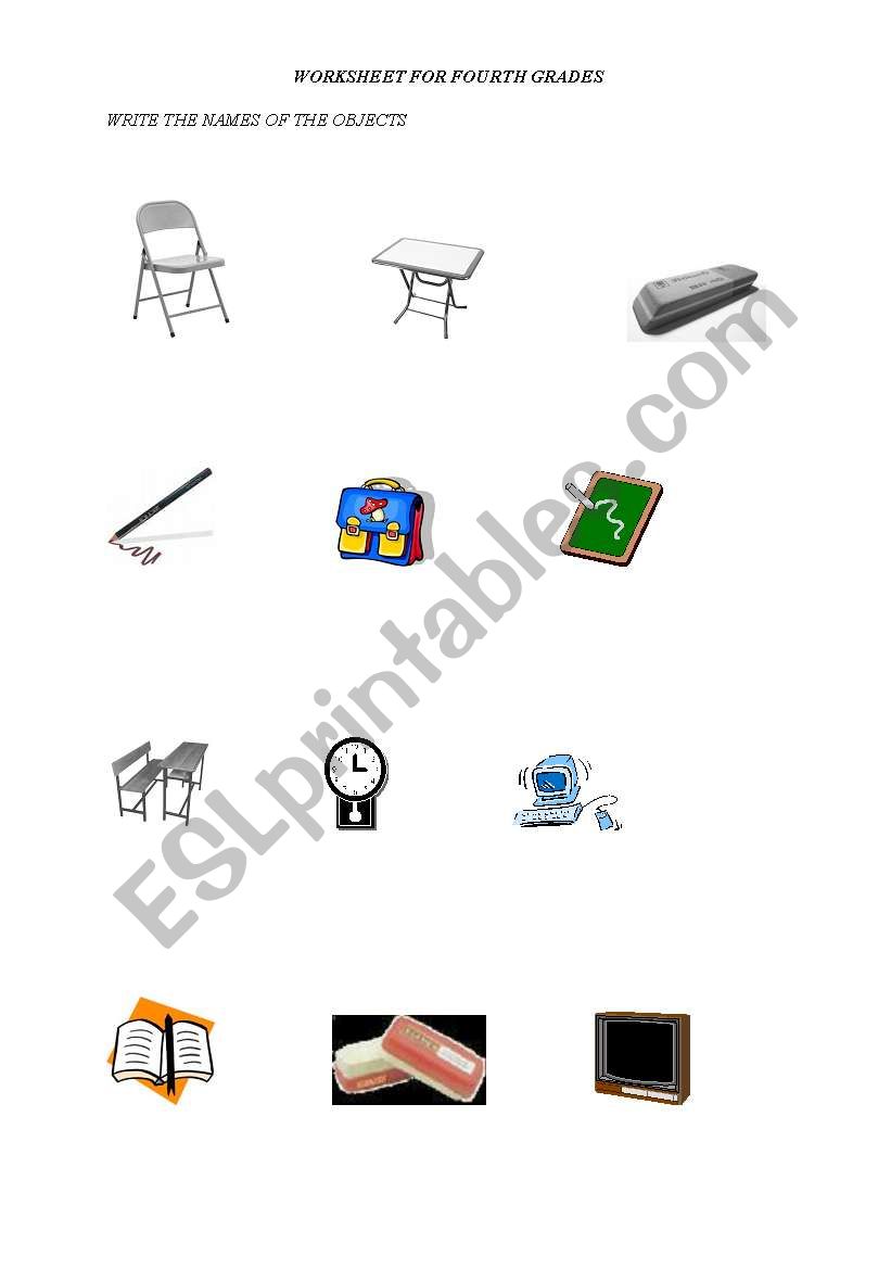 classroom objects worksheet