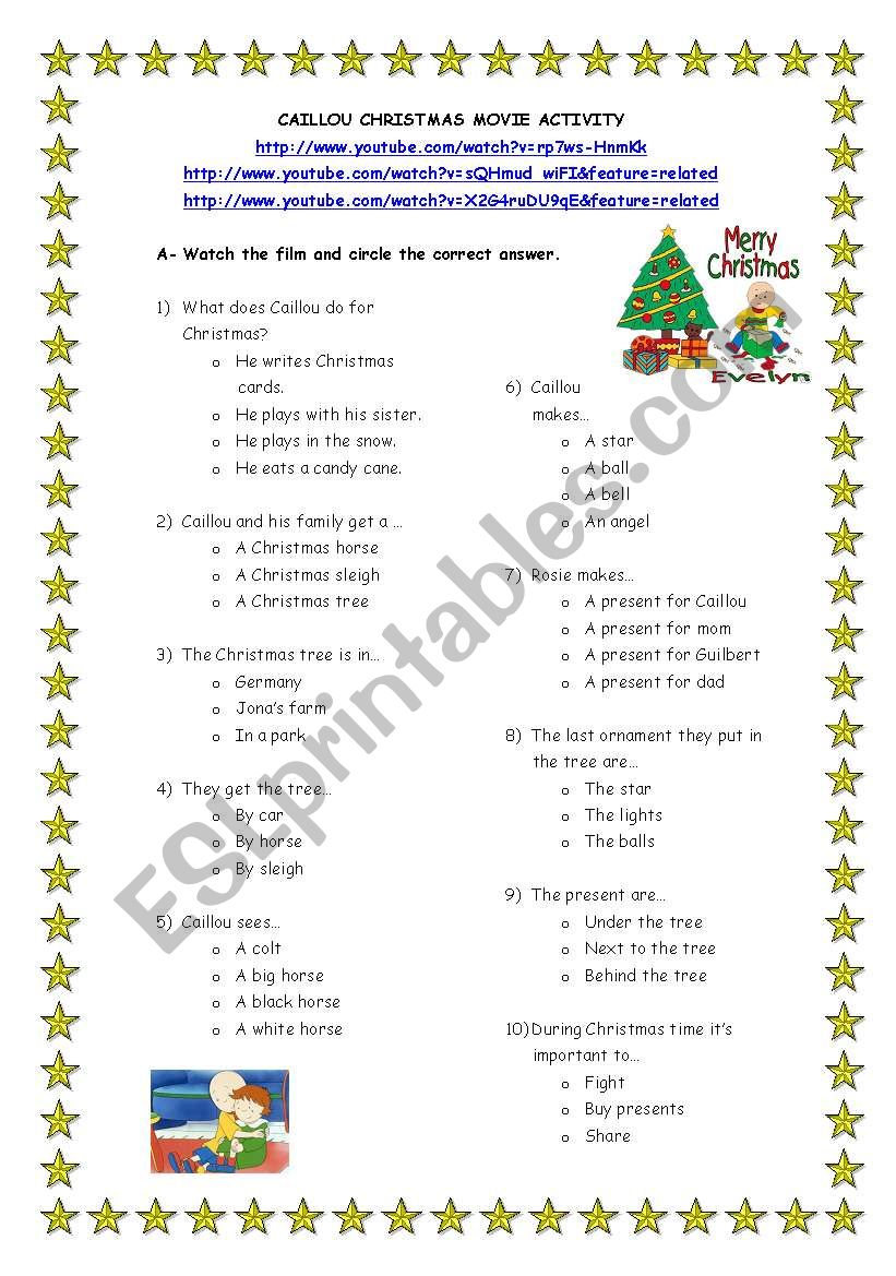 Christmas movie activity worksheet