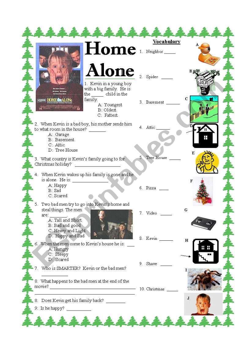 Home Alone worksheet