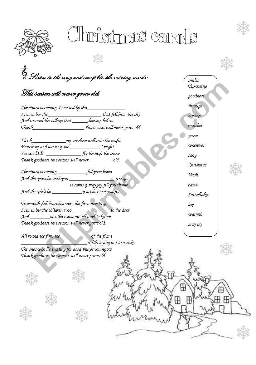 christmas carols worksheet