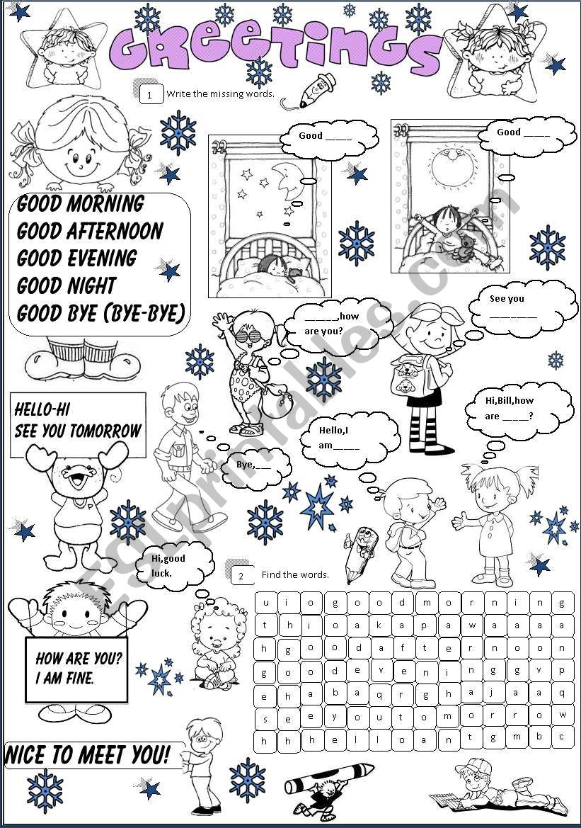 greetings worksheet