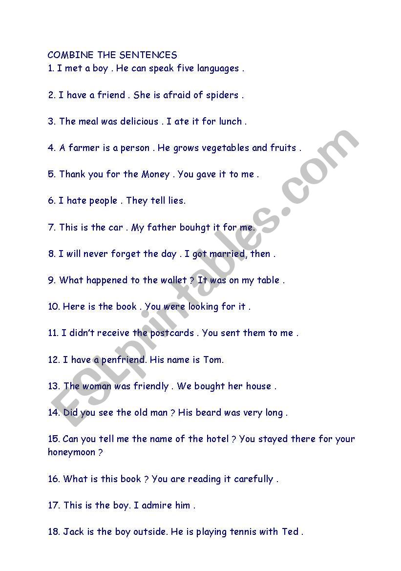 relative clauses worksheet