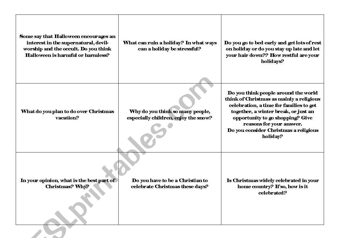 HOLIDAY GAME 2/4 worksheet