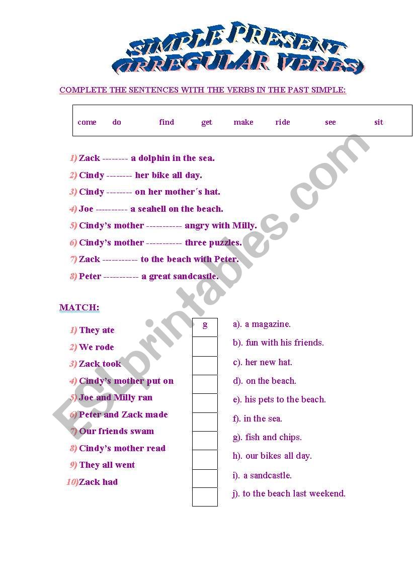 simple past worksheet