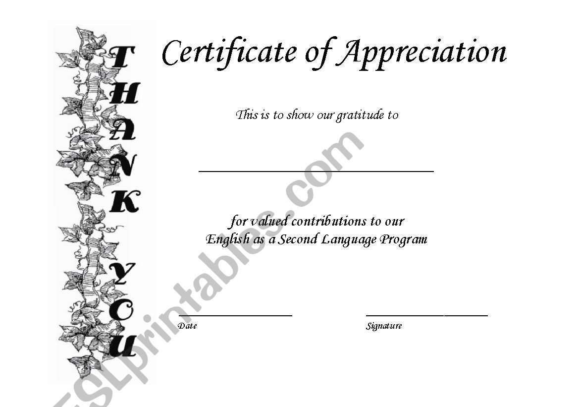 Thank You certificate for community help involvement