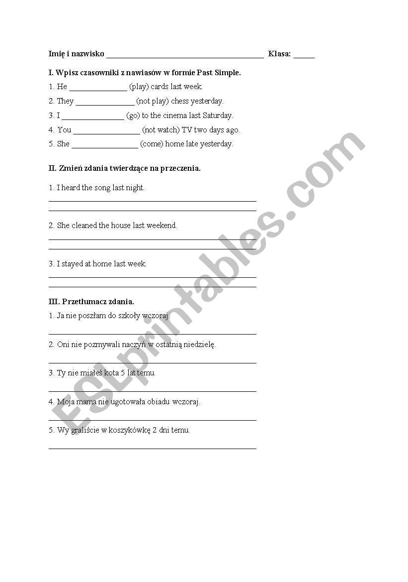 Past simple exercises worksheet