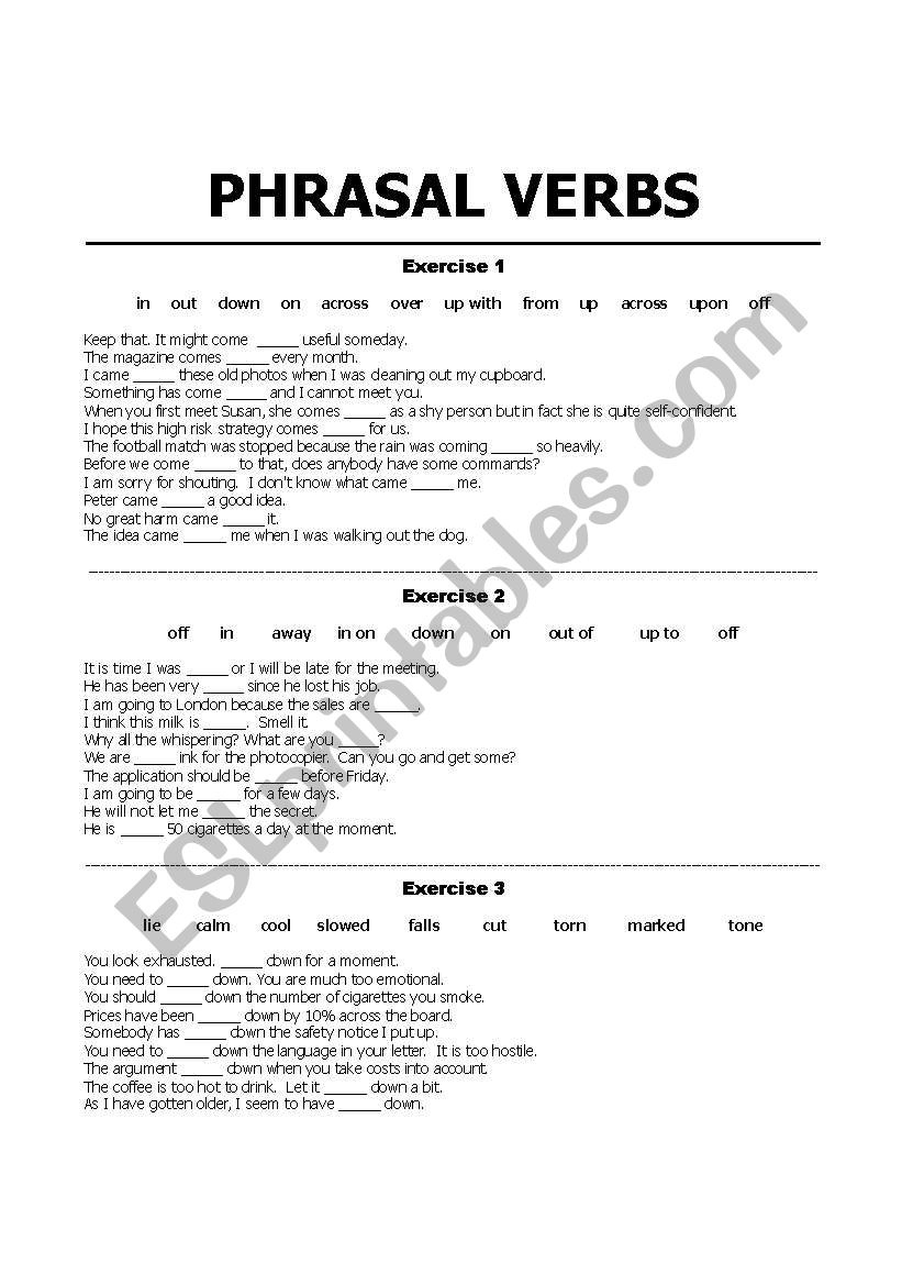 PHRASAL VERBS worksheet