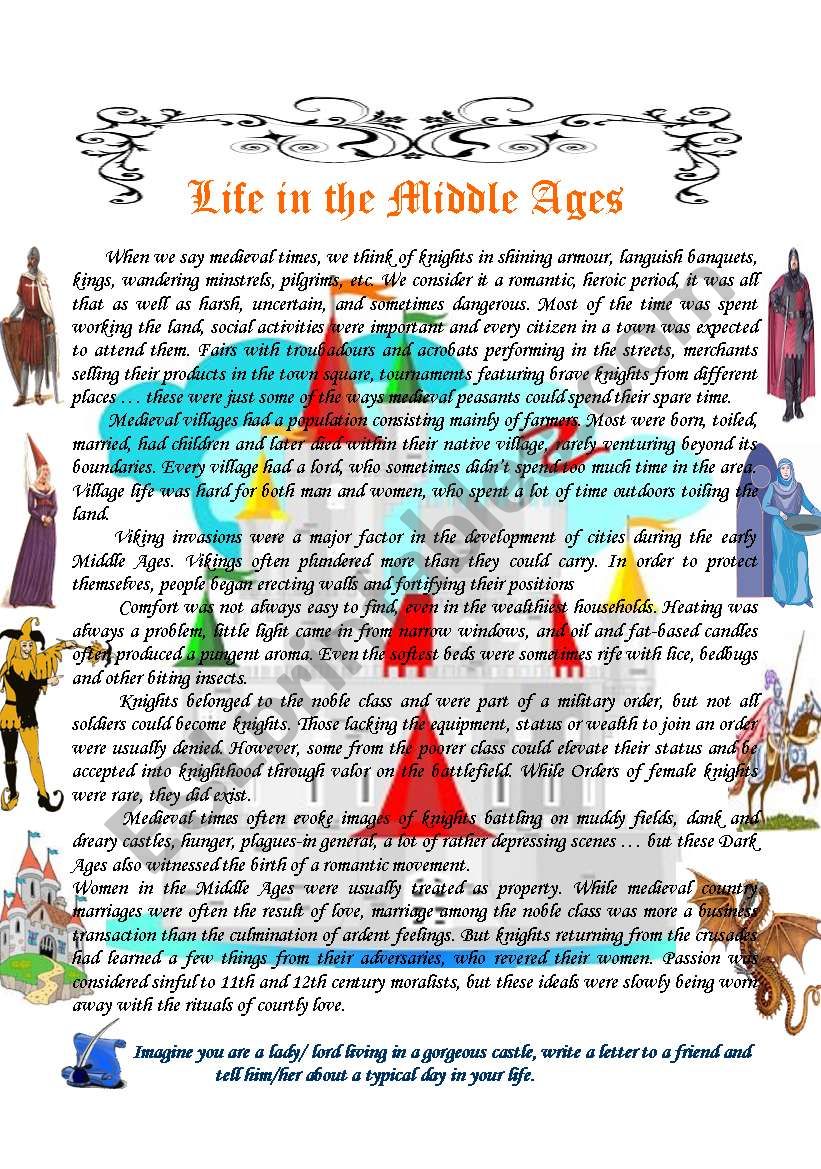 Life in the Middle Ages worksheet