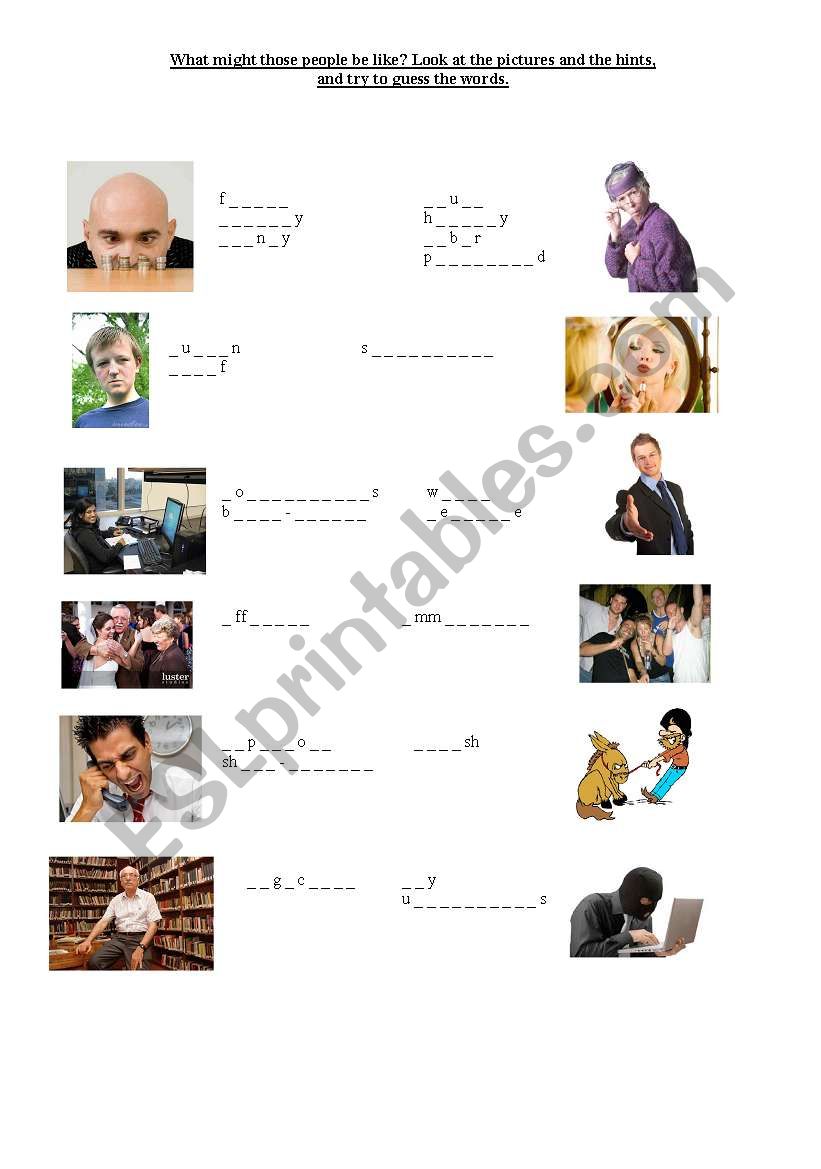 Character traits 3/3 worksheet