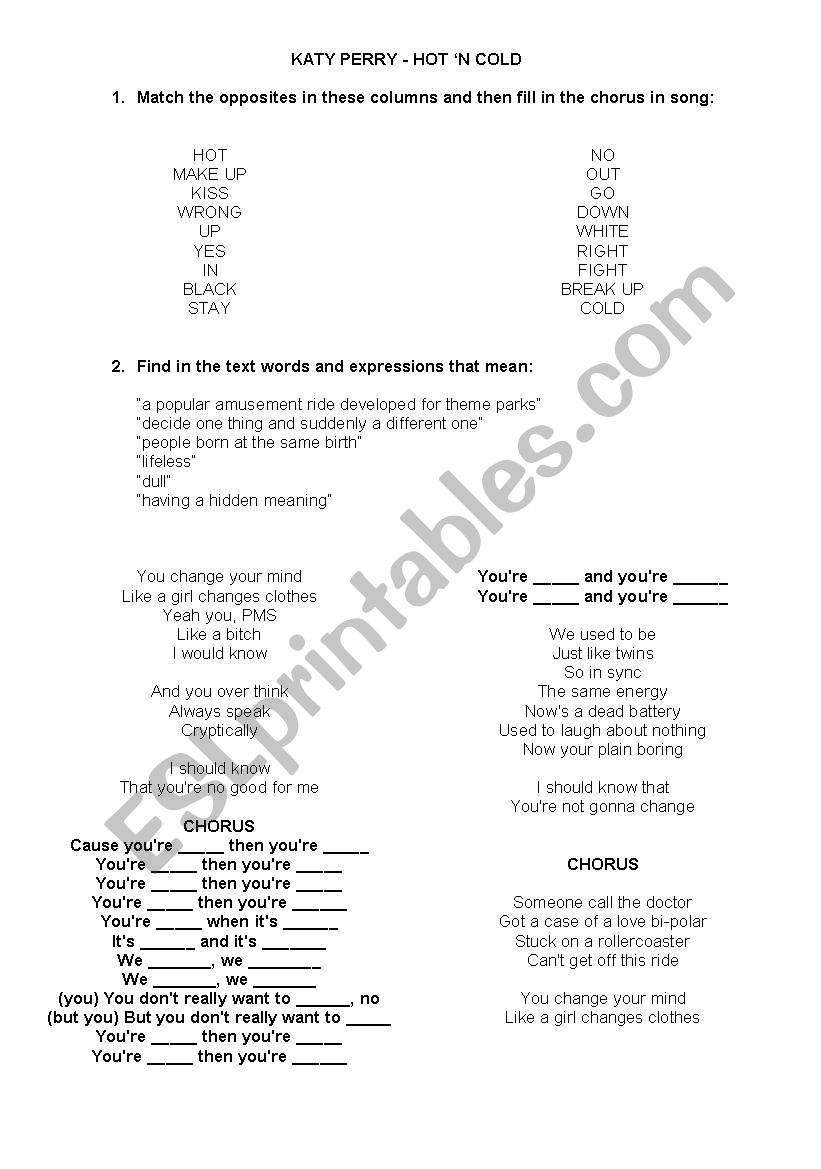 Song of Opposites: Hot n Cold by Katy Perry
