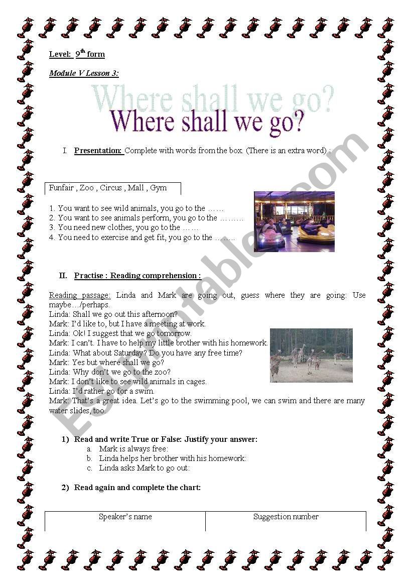 where shall we go??? worksheet