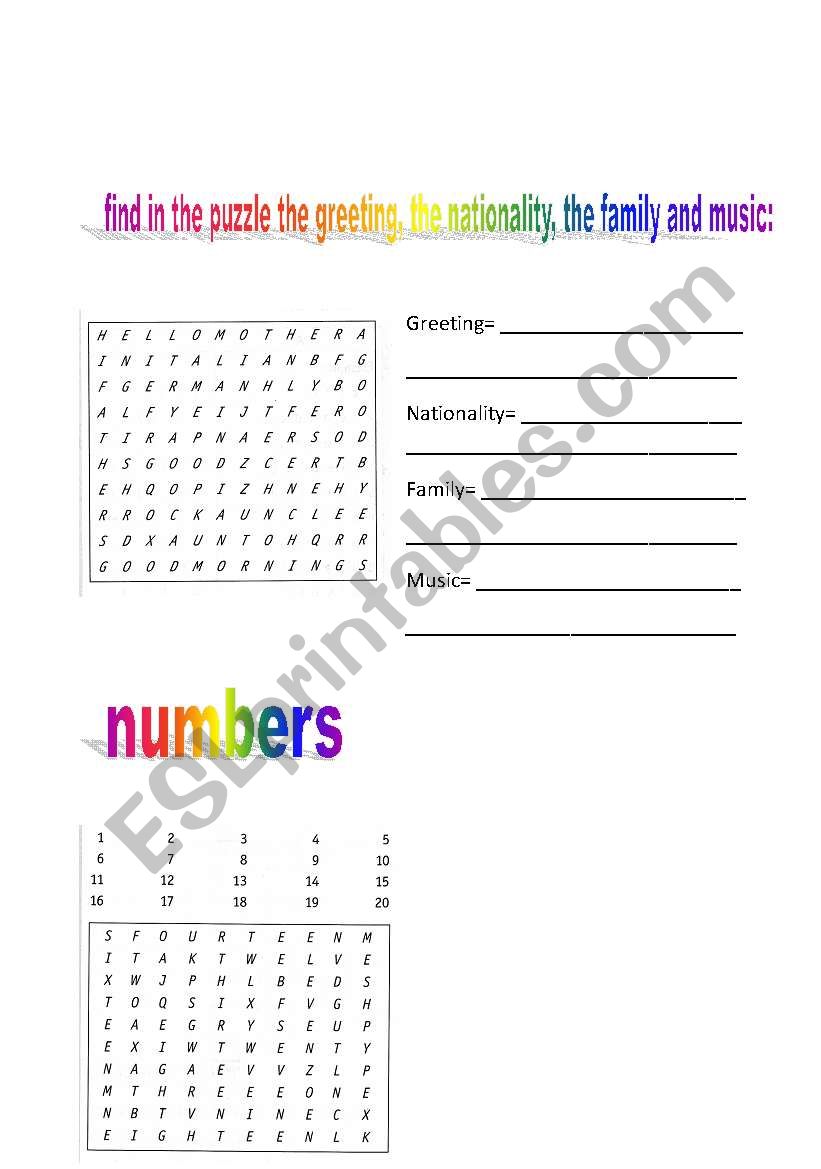 puzzle worksheet