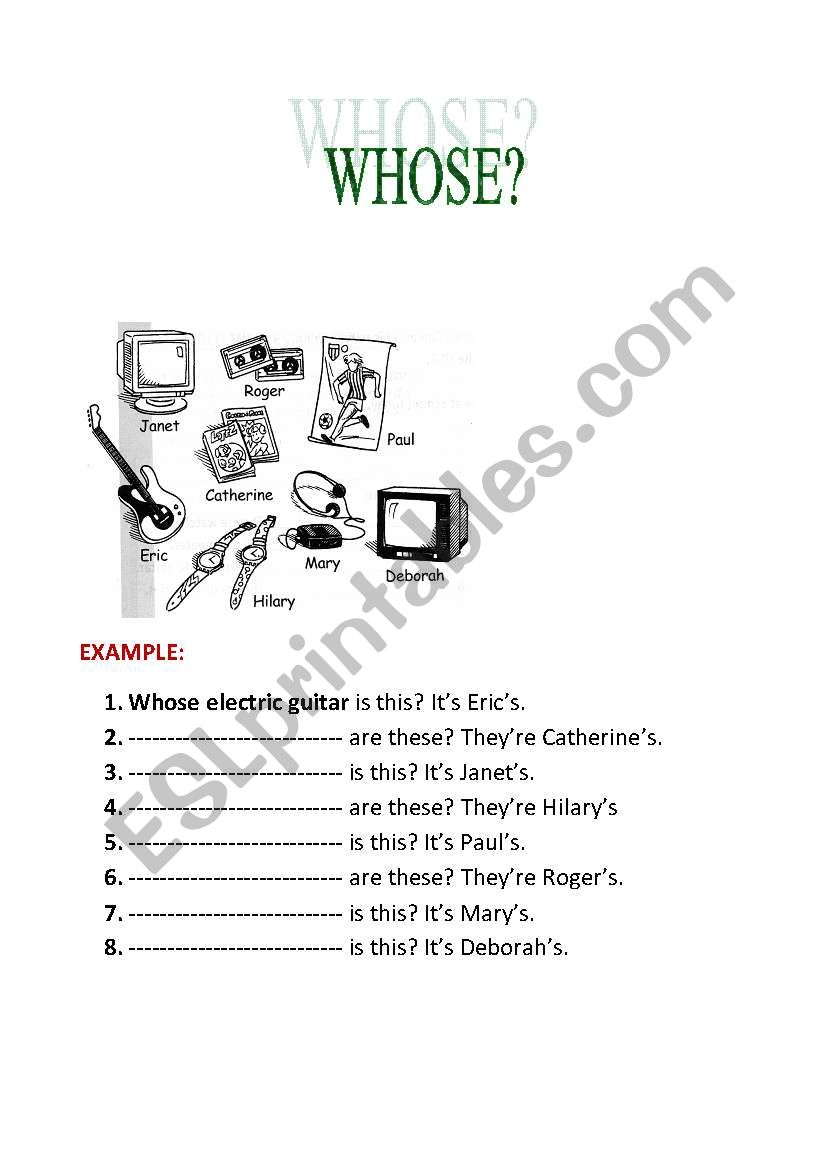 WHOSE worksheet