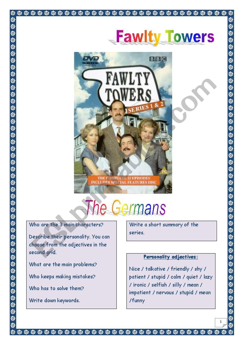 Video time! FAWLTY TOWERS - The Germans (7 tasks, 3 pages, comprehensive KEY)