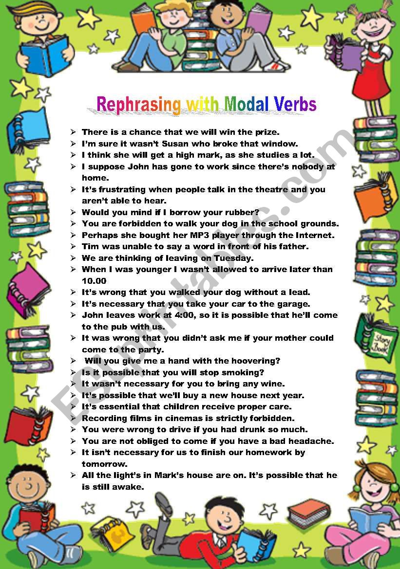 Rephrasing with Modal Verbs worksheet