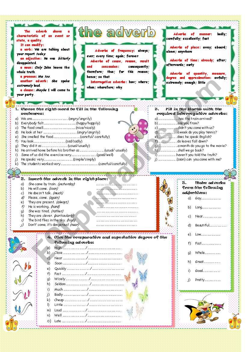 The adverb worksheet