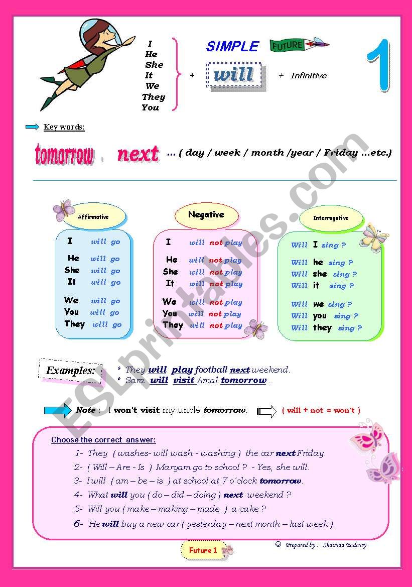 Future simple with (will) worksheet