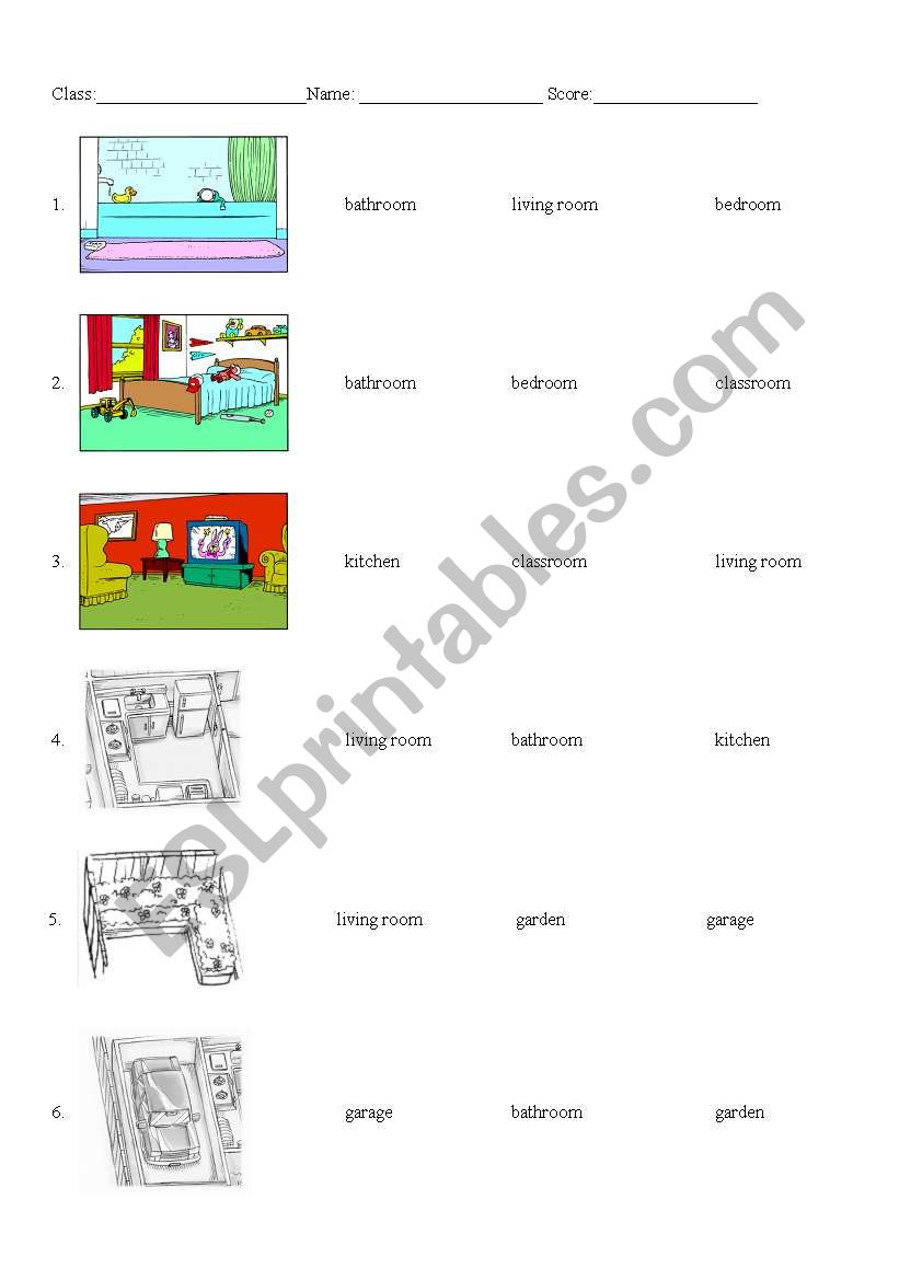 rooms in the house worksheet