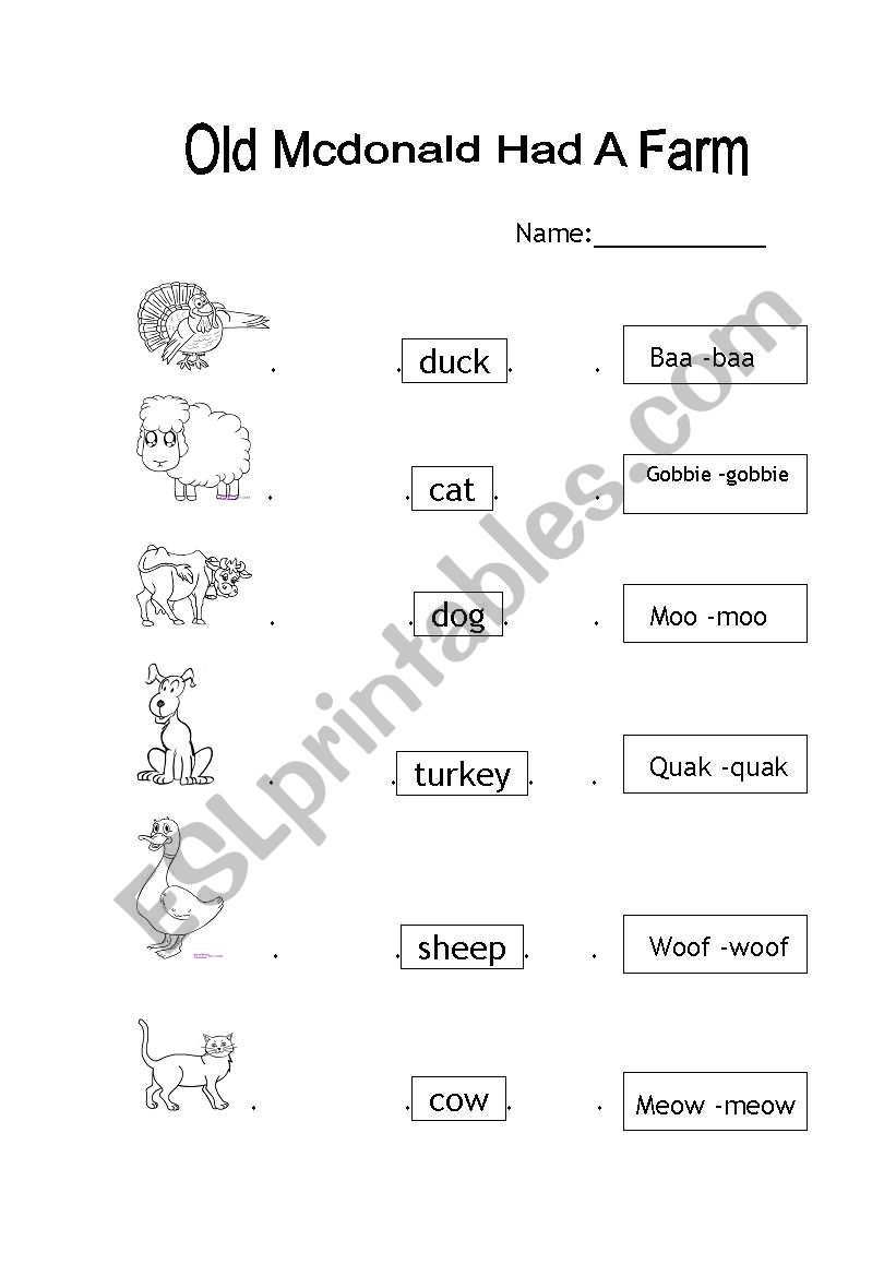 Old Mcdonald had a farm worksheet