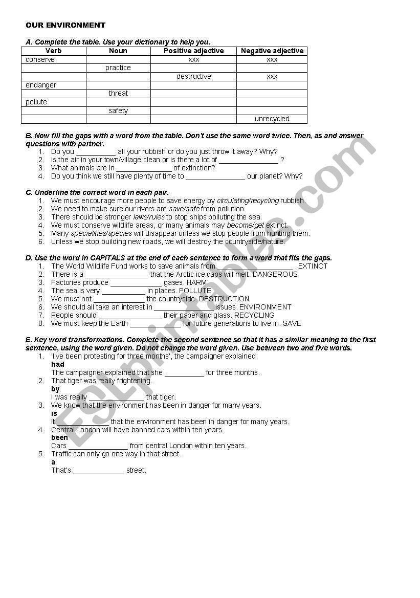 Wildlife vocabulary practice worksheet