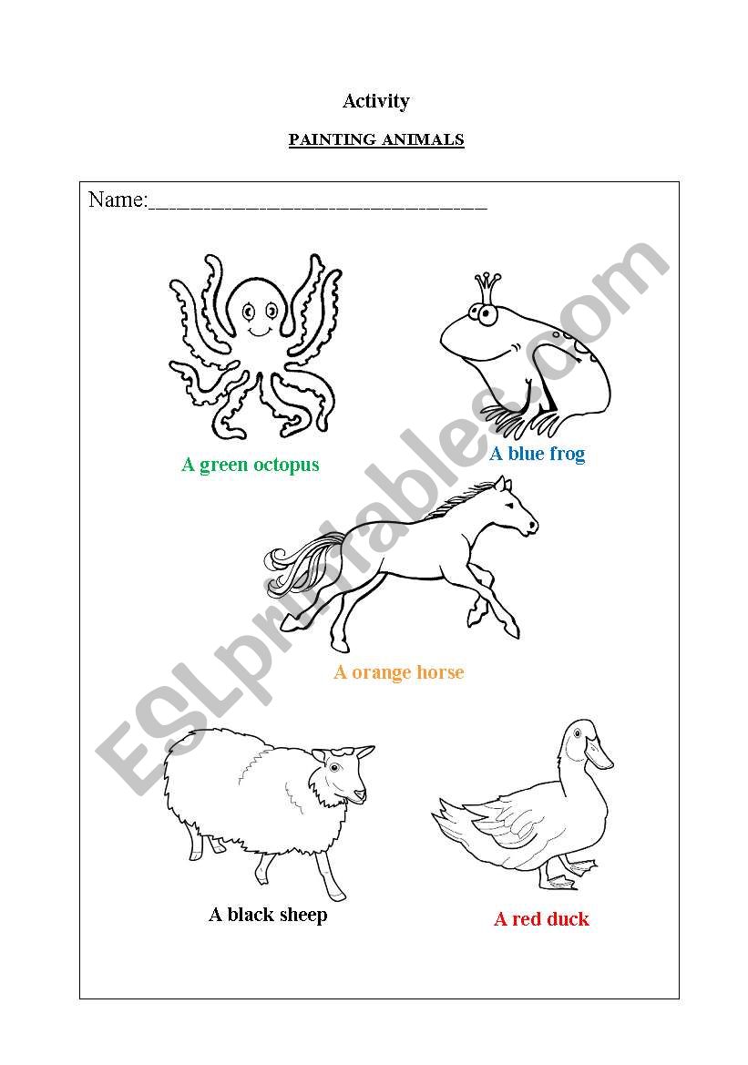 Painting Animals worksheet
