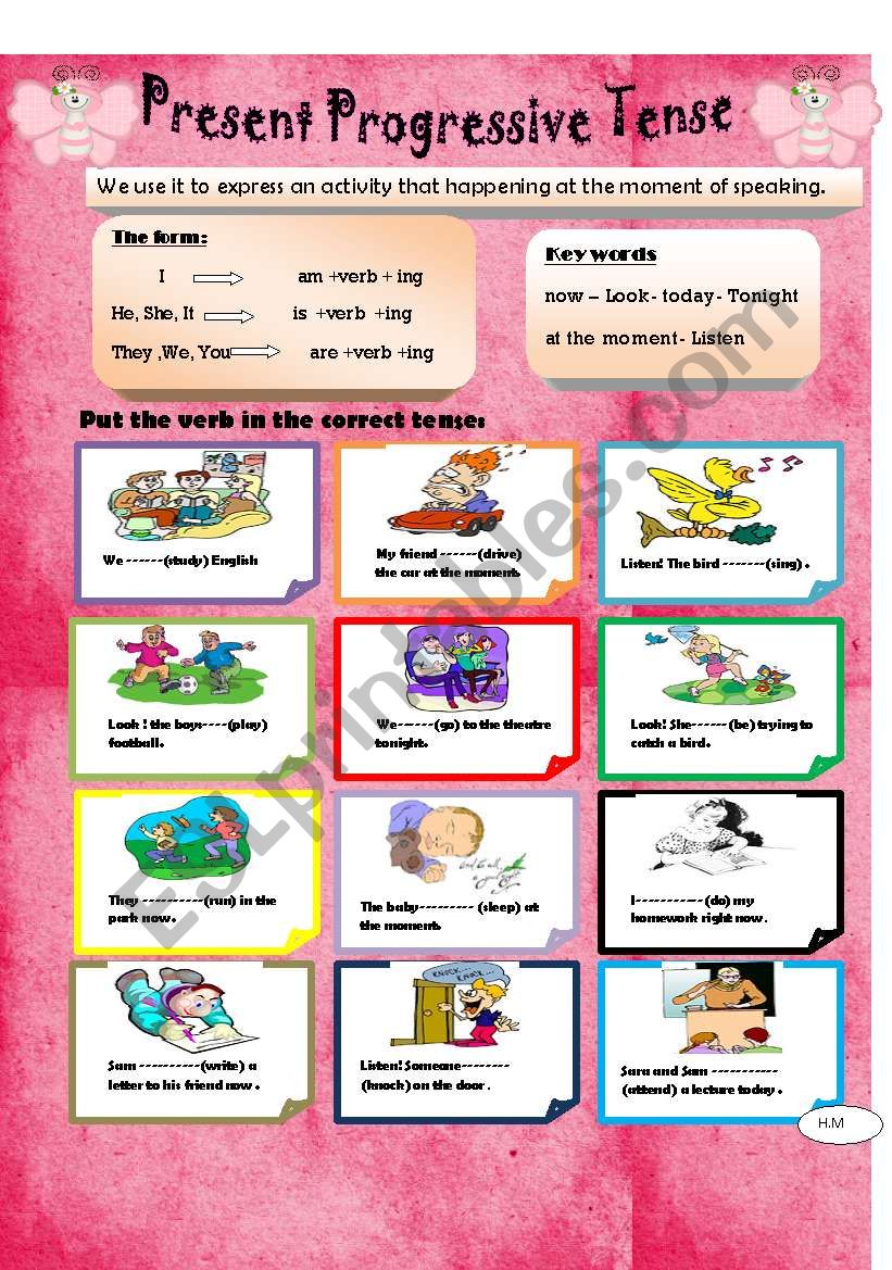 Present Progressive Tense worksheet