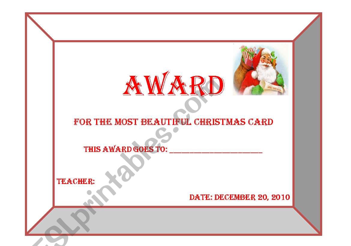 Christmas Award 2 worksheet