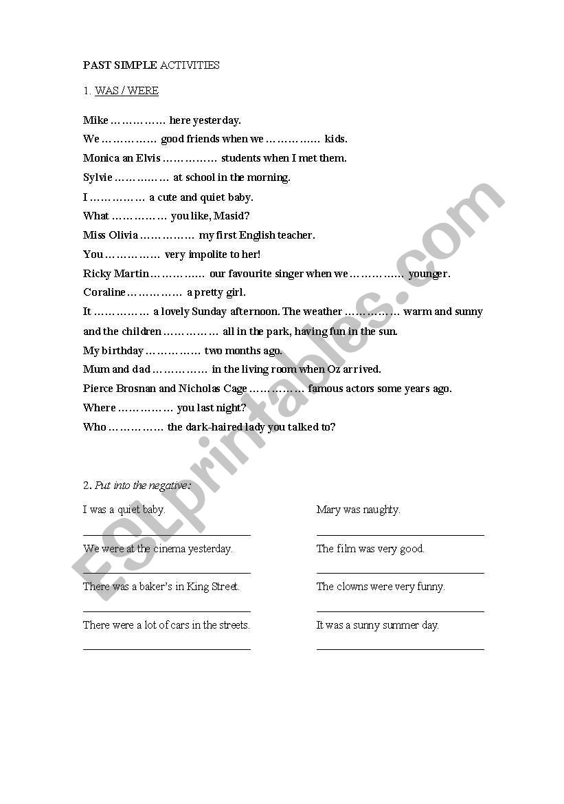 Past Simple Practice worksheet