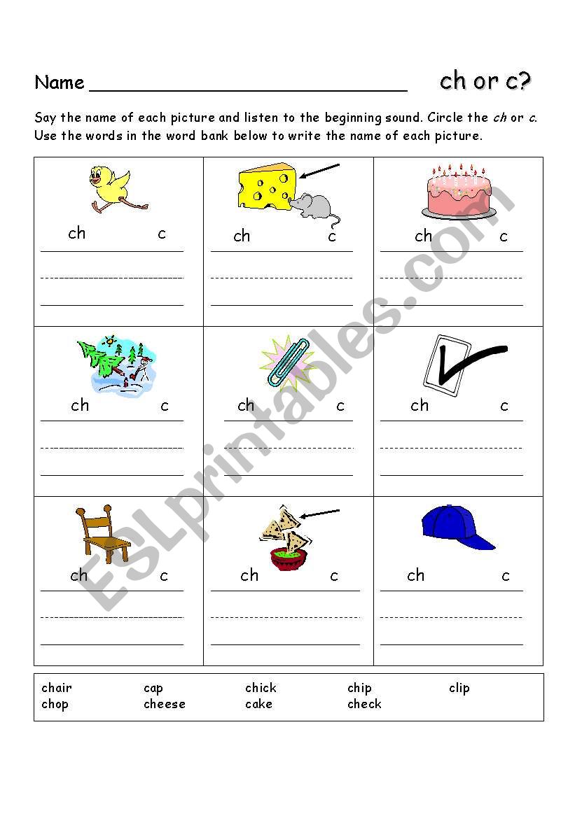 Ch or C worksheet