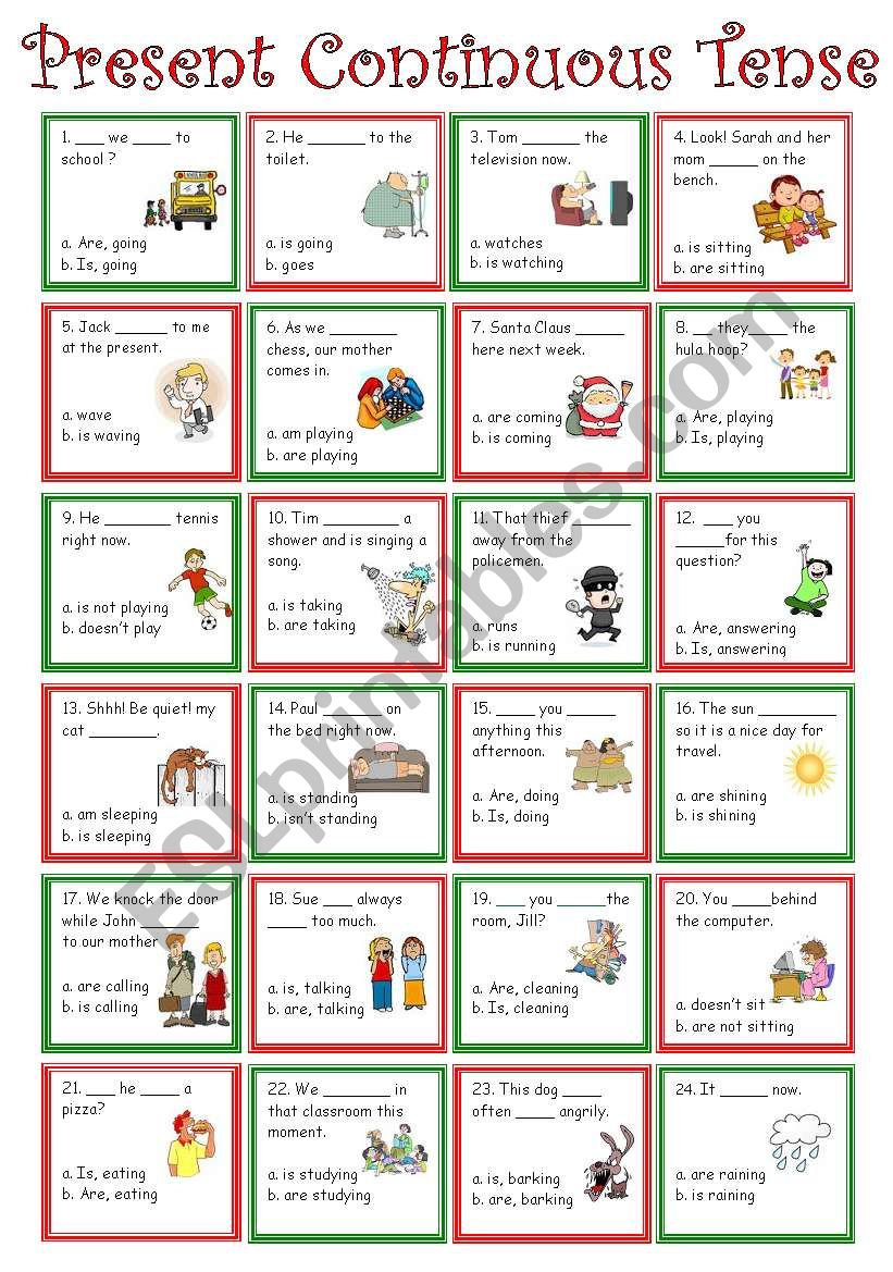 present continuous tense worksheet