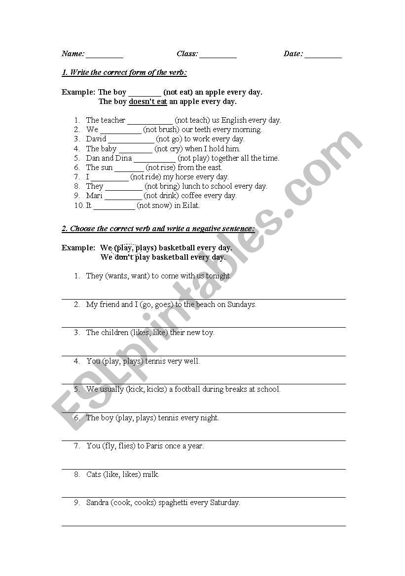 present simple worksheet