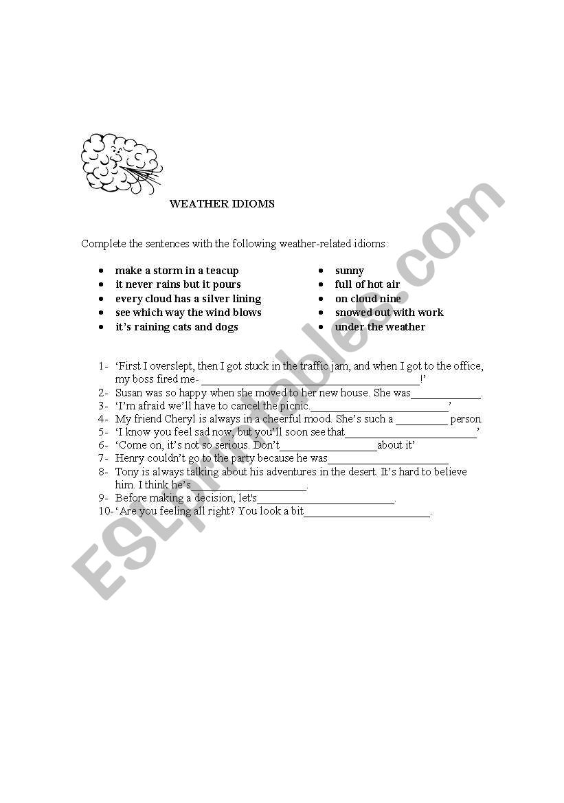 Weather Idioms worksheet