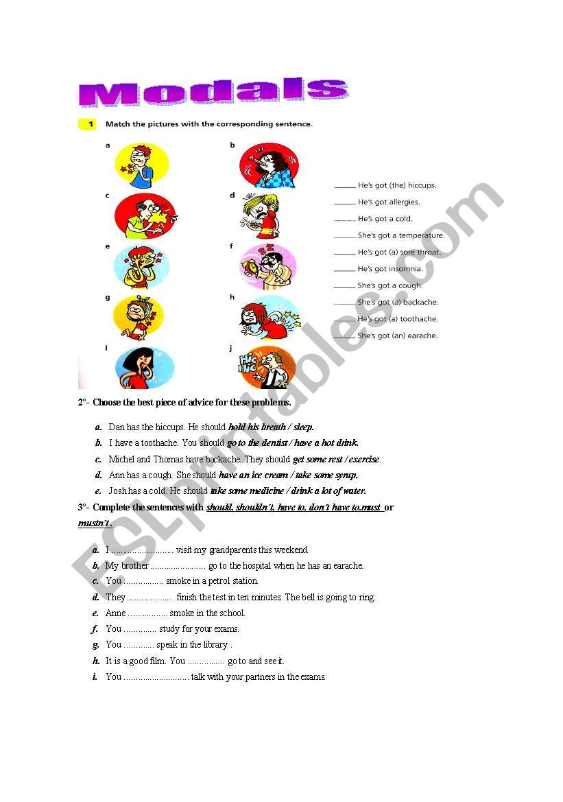 Modals worksheet