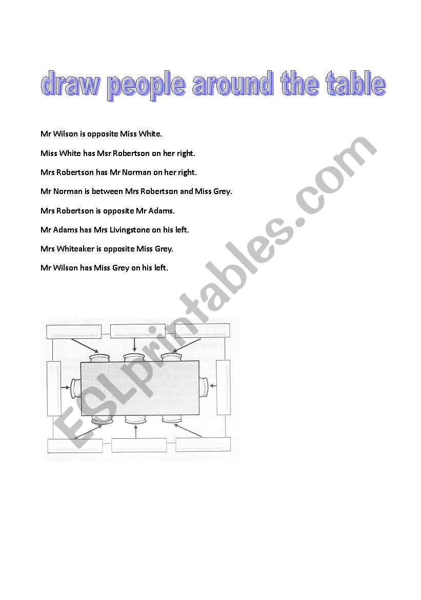 draw people around the table worksheet