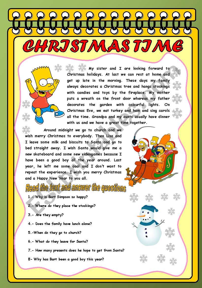 THE SIMPSONS AND CHRISTMAS worksheet