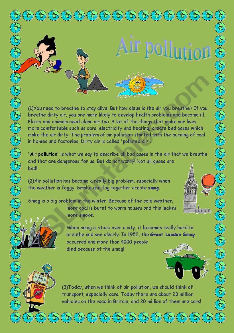 AIR POLLUTION worksheet