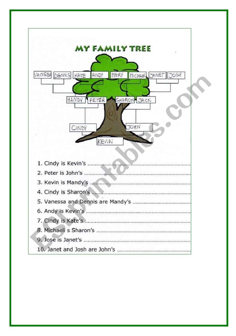 My family tree worksheet