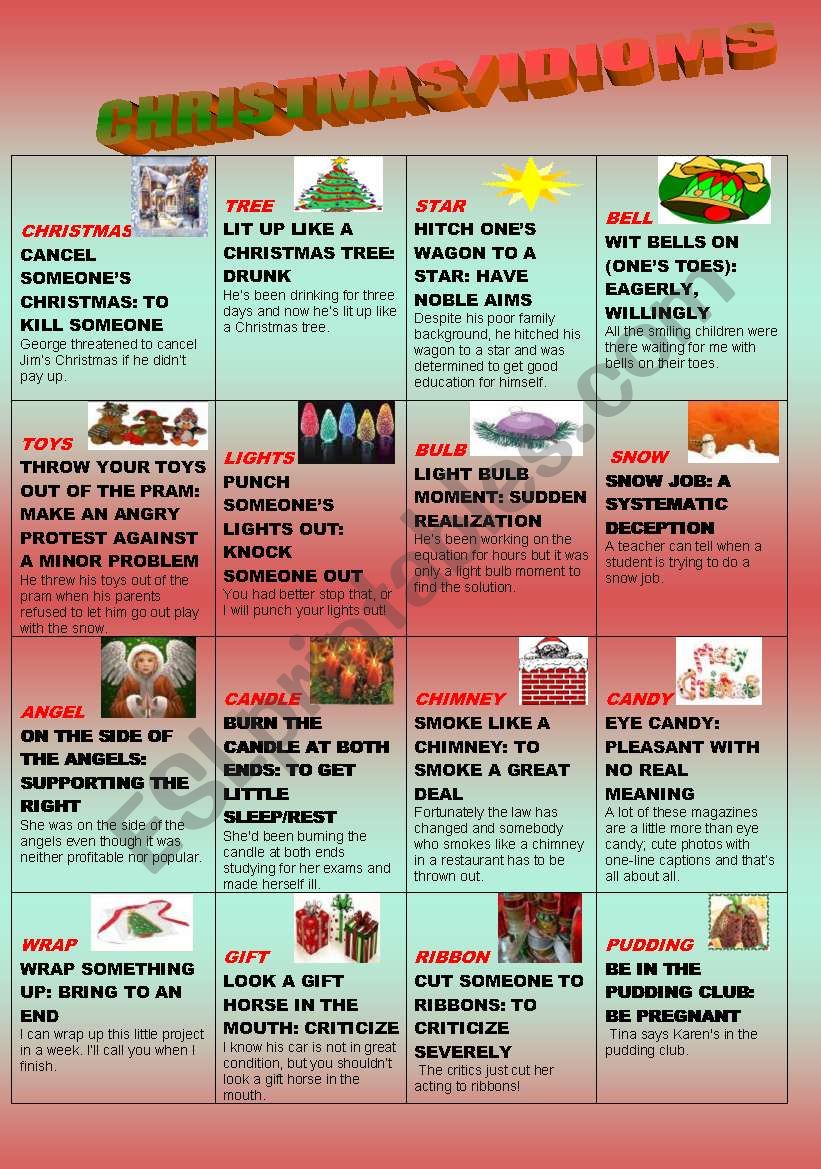 CHRISTMAS/IDIOMS worksheet