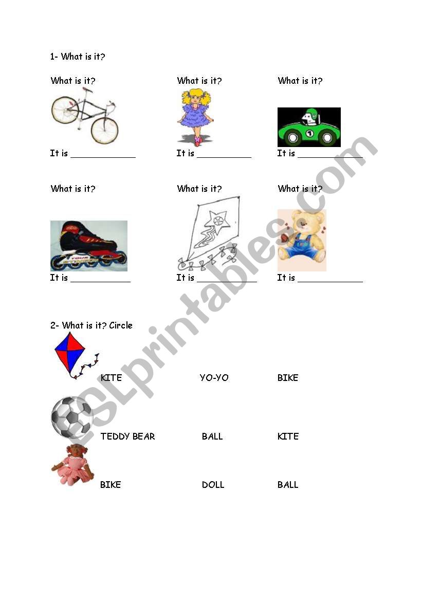 Toys worksheet