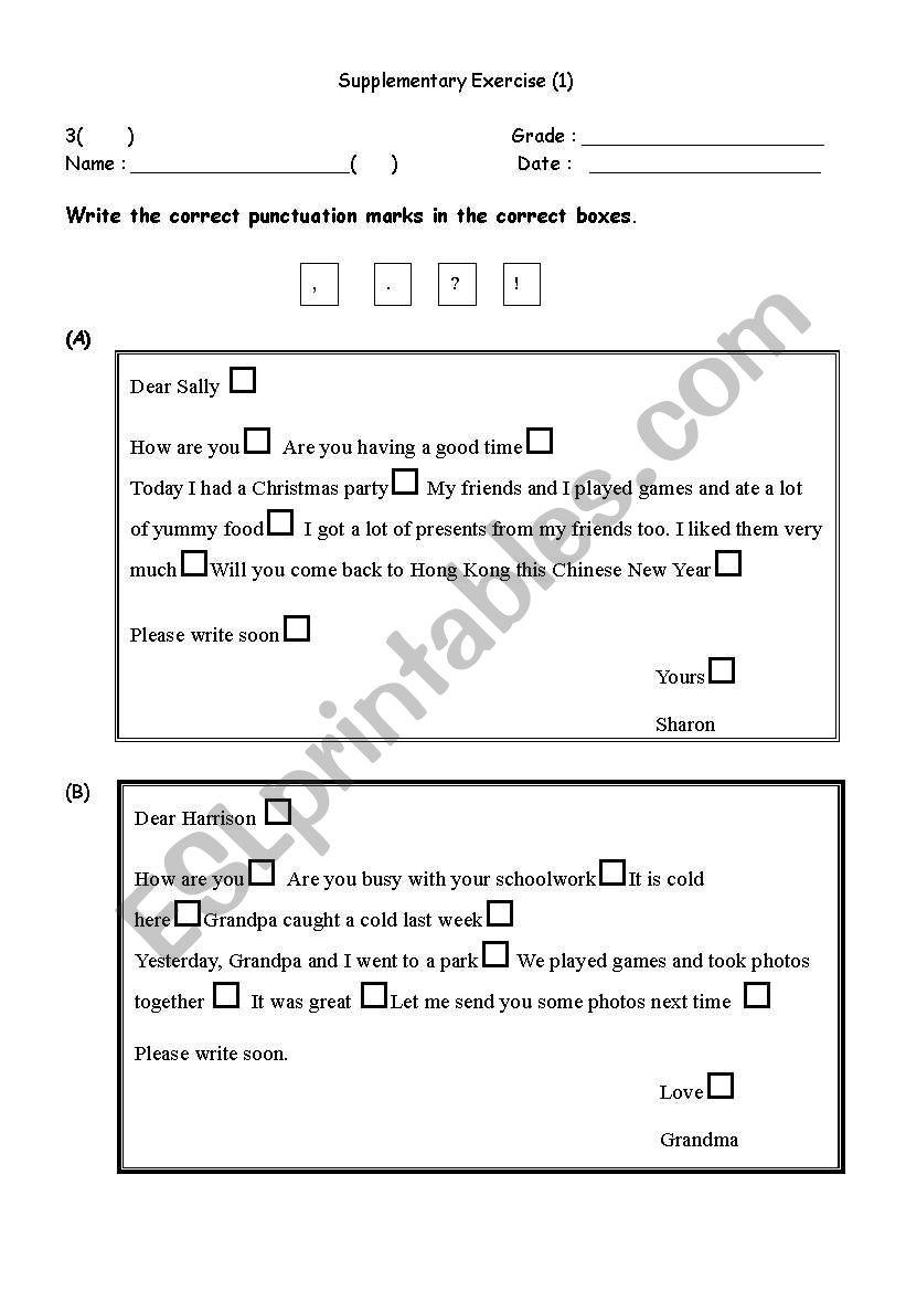 Punctuation worksheet