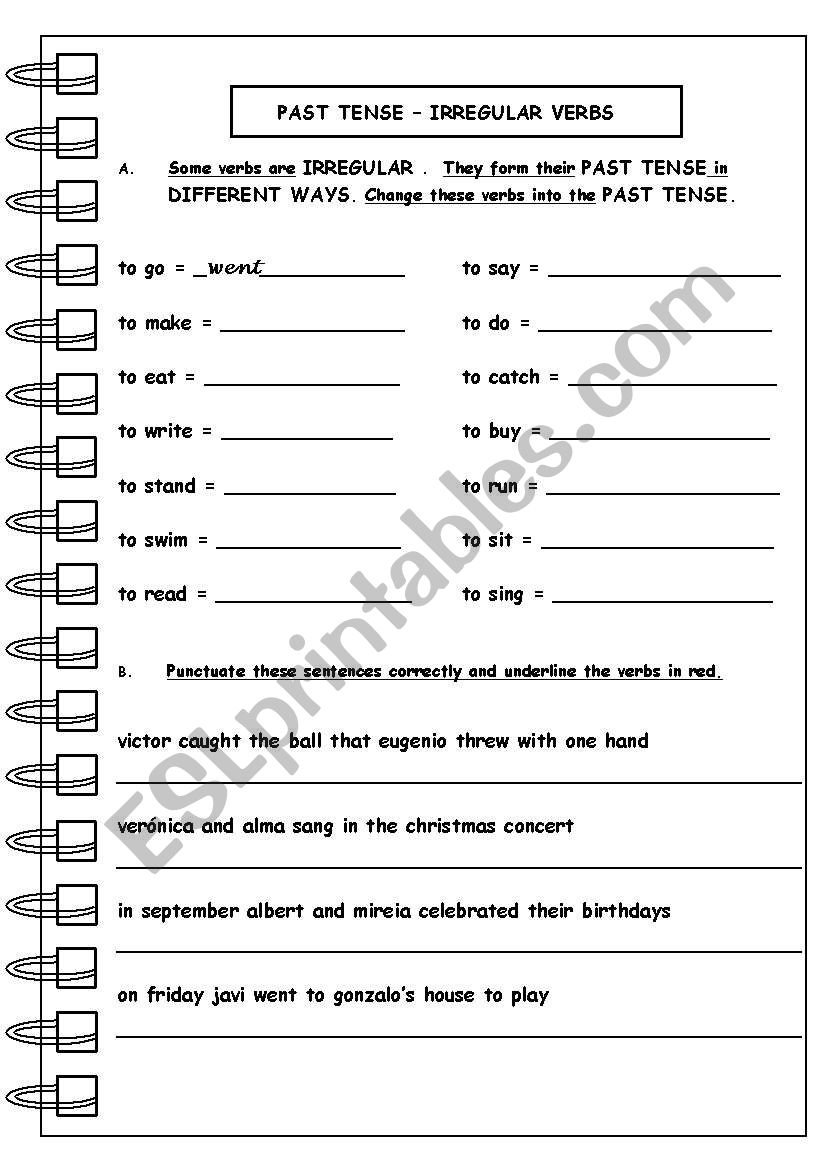 PAST TENSE  IRREGULAR VERBS worksheet