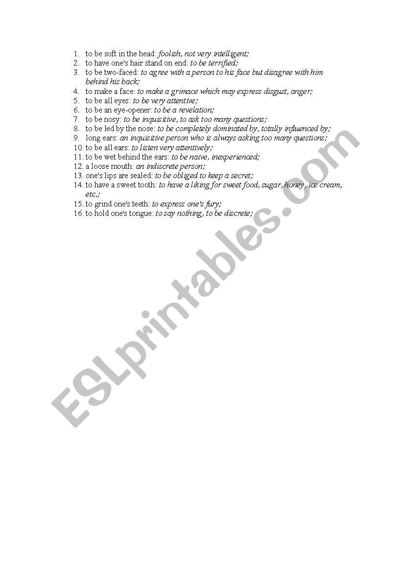 Idioms worksheet