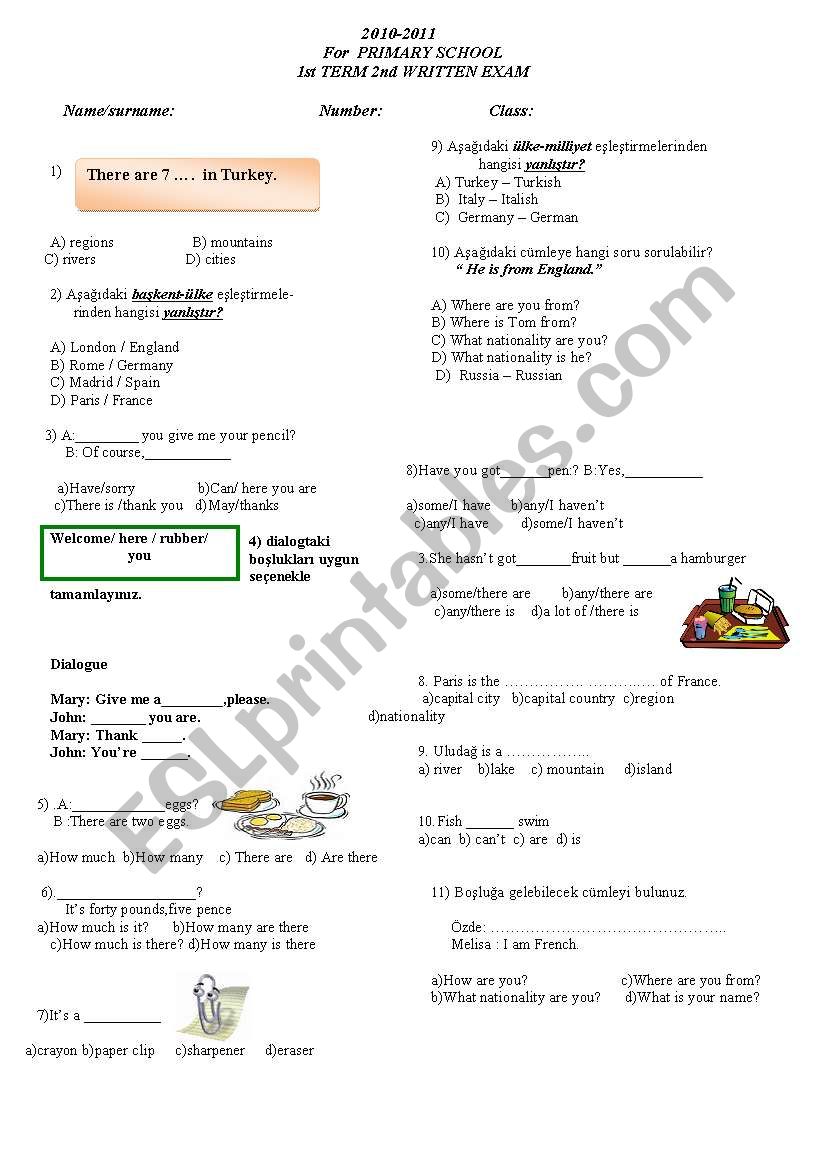 exam for 5th grade worksheet