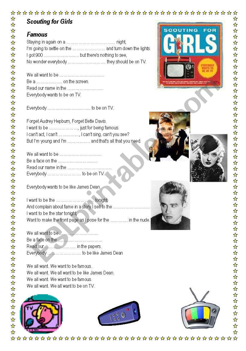 Scouting for Girls - Famous worksheet