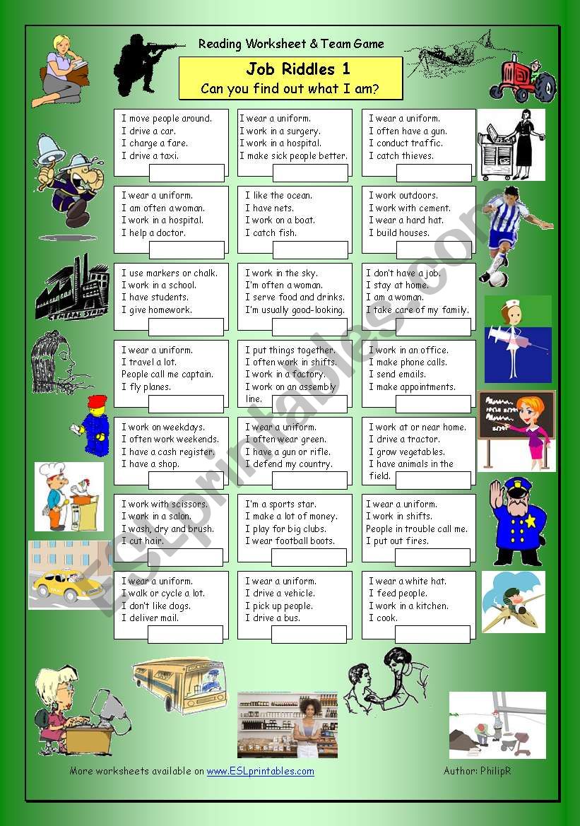 Job Riddles (1) - Easy worksheet