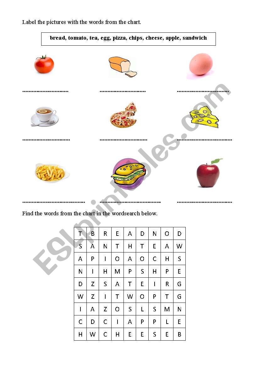 food worksheet