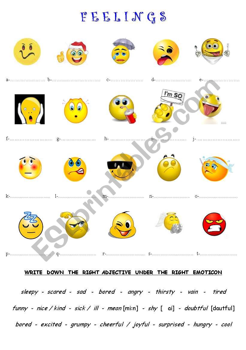 FEELINGS (emoticons) worksheet