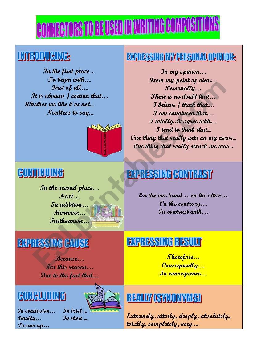 CONNECTORS TO BE USED IN WRITING COMPOSITIONS